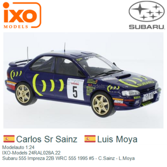 Modelauto 1:24 | IXO-Models 24RAL028A.22 | Subaru 555 Impreza 22B WRC 555 1995 #5 - C.Sainz - L.Moya