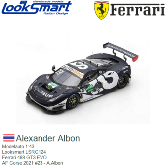 Modelauto 1:43 | Looksmart LSRC124 | Ferrari 488 GT3 EVO | AF Corse 2021 #23 - A.Albon
