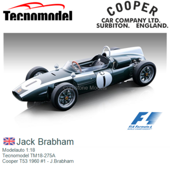 Modelauto 1:18 | Tecnomodel TM18-275A | Cooper T53 1960 #1 - J.Brabham