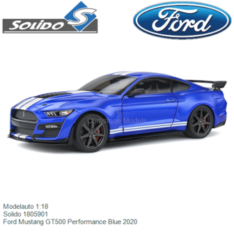 Modelauto 1:18 | Solido 1805901 | Ford Mustang GT500 Performance Blue 2020