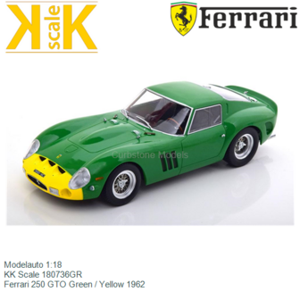 Modelauto 1:18 | KK Scale 180736GR | Ferrari 250 GTO Green / Yellow 1962