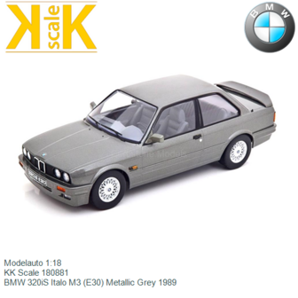 Modelauto 1:18 | KK Scale 180881 | BMW 320iS Italo M3 (E30) Metallic Grey 1989
