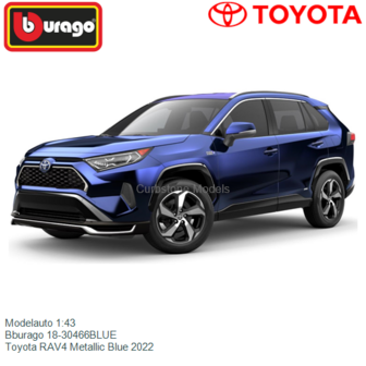 Modelauto 1:43 | Bburago 18-30466BLUE | Toyota RAV4 Metallic Blue 2022