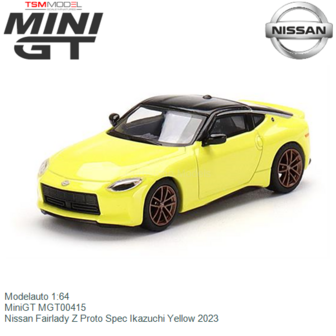 Modelauto 1:64 | MiniGT MGT00415 | Nissan Fairlady Z Proto Spec Ikazuchi Yellow 2023