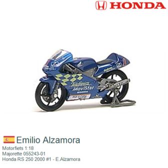 Motorfiets 1:18 | Majorette 055243-01 | Honda RS 250 2000 #1 - E.Alzamora