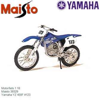 Motorfiets 1:18 | Maisto 39329 | Yamaha YZ 400F #123