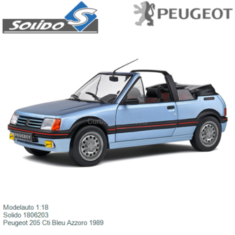 Modelauto 1:18 | Solido 1806203 | Peugeot 205 Cti Bleu Azzoro 1989