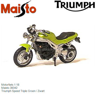 Motorfiets 1:18 | Maisto 39342 | Triumph Speed Triple Groen / Zwart