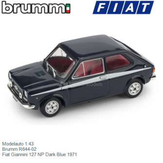 Modelauto 1:43 | Brumm R644-02 | Fiat Giannini 127 NP Dark Blue 1971
