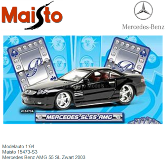 Modelauto 1:64 | Maisto 15473-S3 | Mercedes Benz AMG 55 SL Zwart 2003