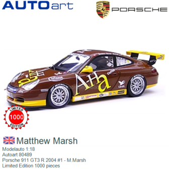 Modelauto 1:18 | Autoart 80489 | Porsche 911 GT3 R 2004 #1 - M.Marsh