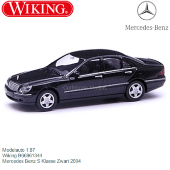 Modelauto 1:87 | Wiking B66961344 | Mercedes Benz S Klasse Zwart 2004