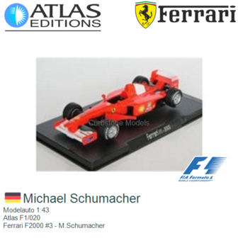 Modelauto 1:43 | Atlas F1/020 | Ferrari F2000 #3 - M.Schumacher
