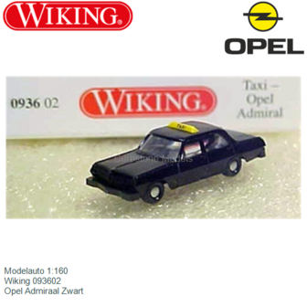 Modelauto 1:160 | Wiking 093602 | Opel Admiraal Zwart