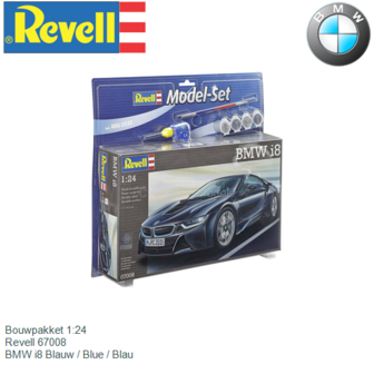 Bouwpakket 1:24 | Revell 67008 | BMW i8 Blauw / Blue / Blau