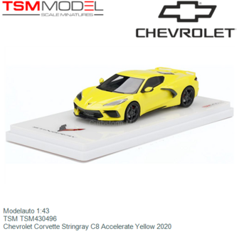 Modelauto 1:43 | TSM TSM430496 | Chevrolet Corvette Stringray C8 Accelerate Yellow 2020