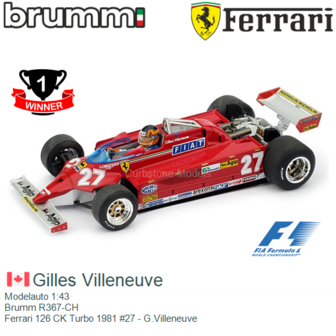 Modelauto 1:43 | Brumm R367-CH | Ferrari 126 CK Turbo 1981 #27 - G.Villeneuve