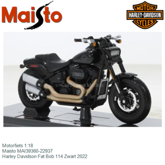 Motorfiets 1:18 | Maisto MAI39360-22937 | Harley Davidson Fat Bob 114 Zwart 2022