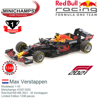 Modelauto 1:43 | Minichamps 410211933 | Red Bull RB16B 2021 - M.Verstappen