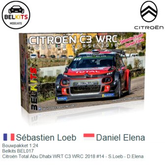 Bouwpakket 1:24 | Belkits BEL017 | Citro&euml;n Total Abu Dhabi WRT C3 WRC 2018 #14 - S.Loeb - D.Elena