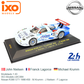 Modelauto 1:43 | IXO-Models LMC064 | Nissan R390 GT1 1998 #30 - M.Krumm - J.Nielsen - F.Lagorce
