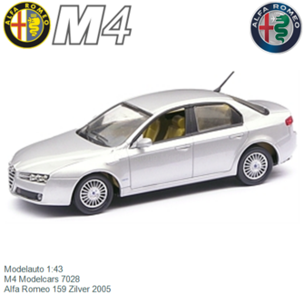 Modelauto 1:43 | M4 Modelcars 7028 | Alfa Romeo 159 Zilver 2005