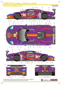 Bouwpakket 1:24 | SK Decals SK24093 | Ford GT LMGTE-PRO | Keating Motorsport 2019 #85 - J.Bleekemolen - F.Fraga - B.Keating