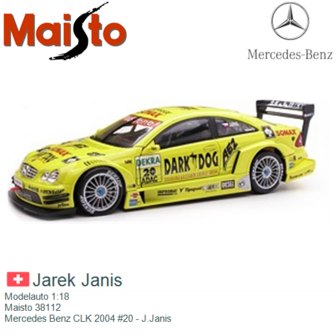 Modelauto 1:18 | Maisto 38112 | Mercedes Benz CLK 2004 #20 - J.Janis