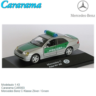 Modelauto 1:43 | Cararama CAR003 | Mercedes Benz C Klasse Zilver / Groen