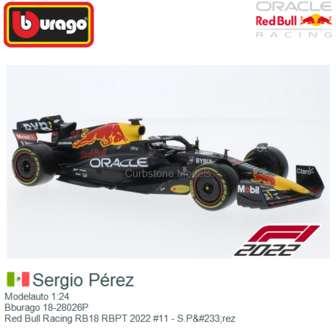 Modelauto 1:24 | Bburago 18-28026P | Red Bull Racing RB18 RBPT 2022 #11 - S.P&amp;#233;rez