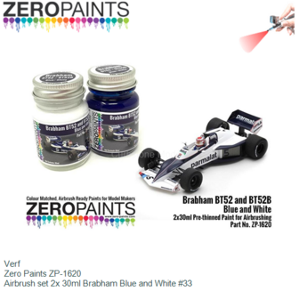 Verf  | Zero Paints ZP-1620 | Airbrush set 2x 30ml Brabham Blue and White #33