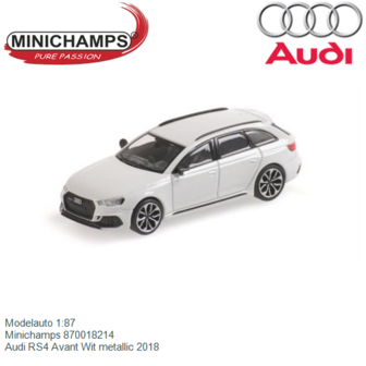 Modelauto 1:87 | Minichamps 870018214 | Audi RS4 Avant Wit metallic 2018