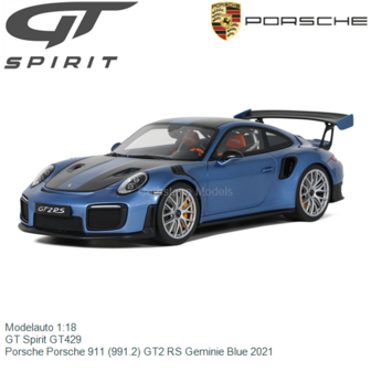 Modelauto 1:18 | GT Spirit GT429 | Porsche Porsche 911 (991.2) GT2 RS Geminie Blue 2021
