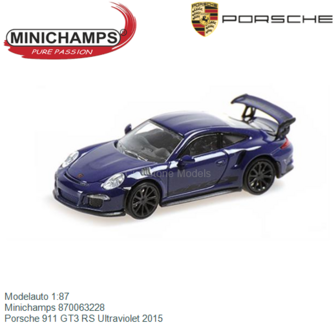Modelauto 1:87 | Minichamps 870063228 | Porsche 911 GT3 RS Ultraviolet 2015