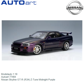 Modelauto 1:18 | Autoart 77464 | Nissan Skyline GT-R (R34) Z-Tune Midnight Purple