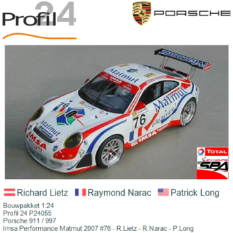 Bouwpakket 1:24 | Profil 24 P24055 | Porsche 911 / 997 | Imsa Performance Matmut 2007 #76 - R.Lietz - R.Narac - P.Long