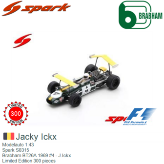 Modelauto 1:43 | Spark S8315 | Brabham BT26A 1969 #4 - J.Ickx