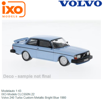 Modelauto 1:43 | IXO-Models CLC550N.22 | Volvo 240 Turbo Custom Metallic Bright Blue 1980