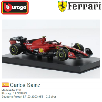 Modelauto 1:43 | Bburago 18-36835S | Scuderia Ferrari SF-23 2023 #55 - C.Sainz