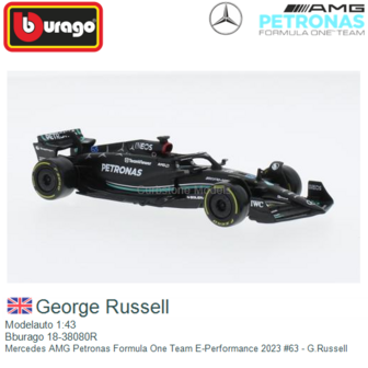 Modelauto 1:43 | Bburago 18-38080R | Mercedes AMG Petronas Formula One Team E-Performance 2023 #63 - G.Russell