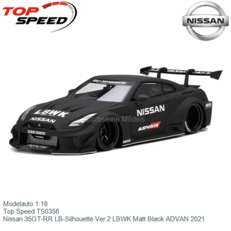 Modelauto 1:18 | Top Speed TS0356 | Nissan 35GT-RR LB-Silhouette Ver.2 LBWK Matt Black ADVAN 2021