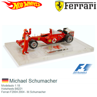 Modelauto 1:18 | Hotwheels B6221 | Ferrari F2004 2004 - M.Schumacher