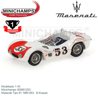 Modelauto 1:43 | Minichamps 400601253 | Maserati Tipo 61 1960 #53 - B.Krause