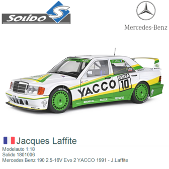 Modelauto 1:18 | Solido 1801006 | Mercedes Benz 190 2.5-16V Evo 2 YACCO 1991 - J.Laffite