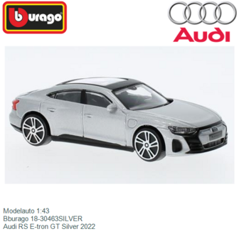 Modelauto 1:43 | Bburago 18-30463SILVER | Audi RS E-tron GT Silver 2022