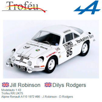 Modelauto 1:43 | Trofeu RR.UK75 | Alpine Renault A110 1972 #86 - J.Robinson - D.Rodgers 