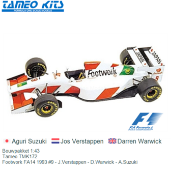 Bouwpakket 1:43 | Tameo TMK172 | Footwork FA14 1993 #9 - J.Verstappen - D.Warwick - A.Suzuki
