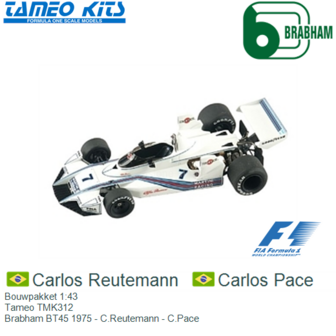 Bouwpakket 1:43 | Tameo TMK312 | Brabham BT45 1975 - C.Reutemann - C.Pace