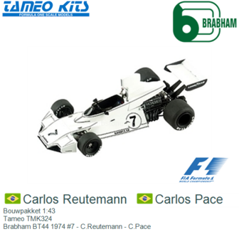 Bouwpakket 1:43 | Tameo TMK324 | Brabham BT44 1974 #7 - C.Reutemann - C.Pace