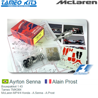 Bouwpakket 1:43 | Tameo TMK364 | McLaren MP4/4 Honda - A.Senna - A.Prost